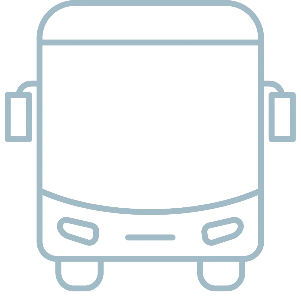 a front of a bus