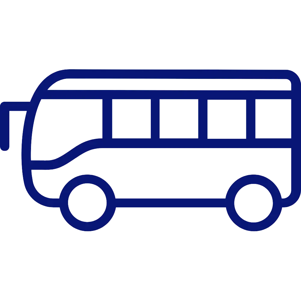 a blue bus on a black background