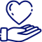 We Care a hand and heart on a black background
